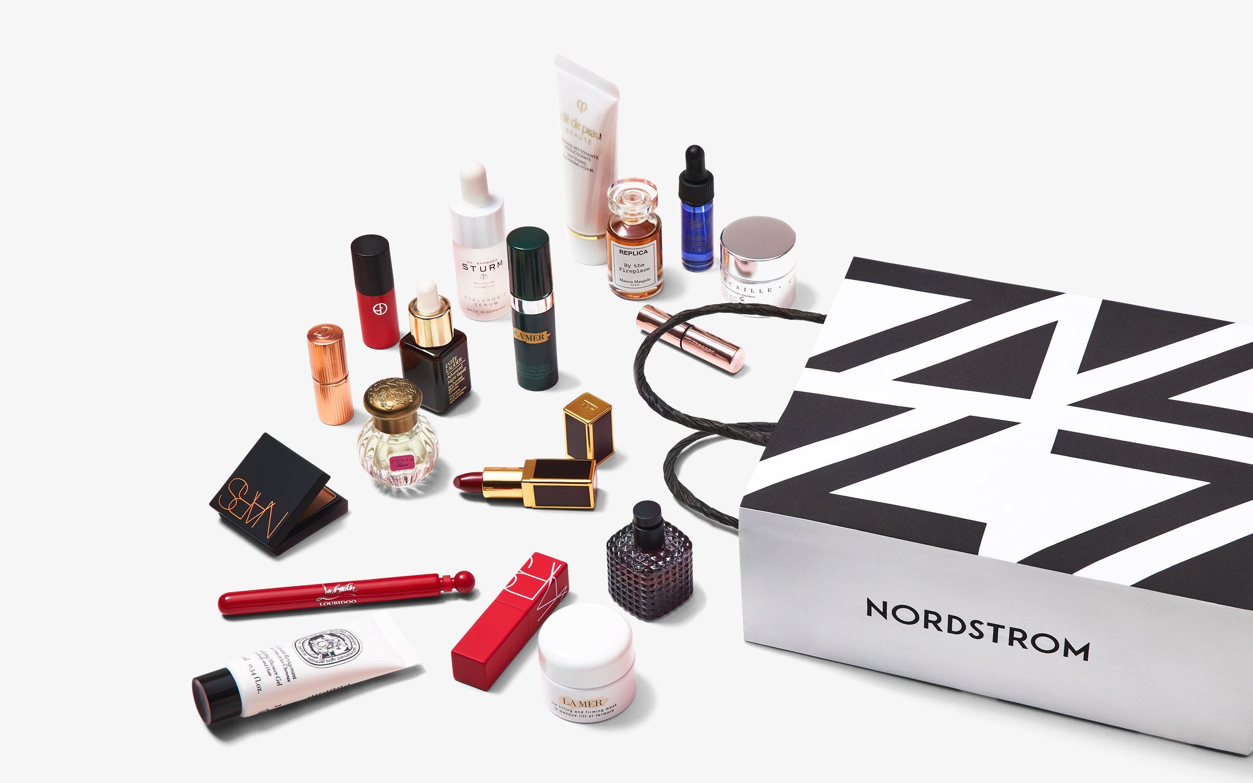 beauty products and shopping bag