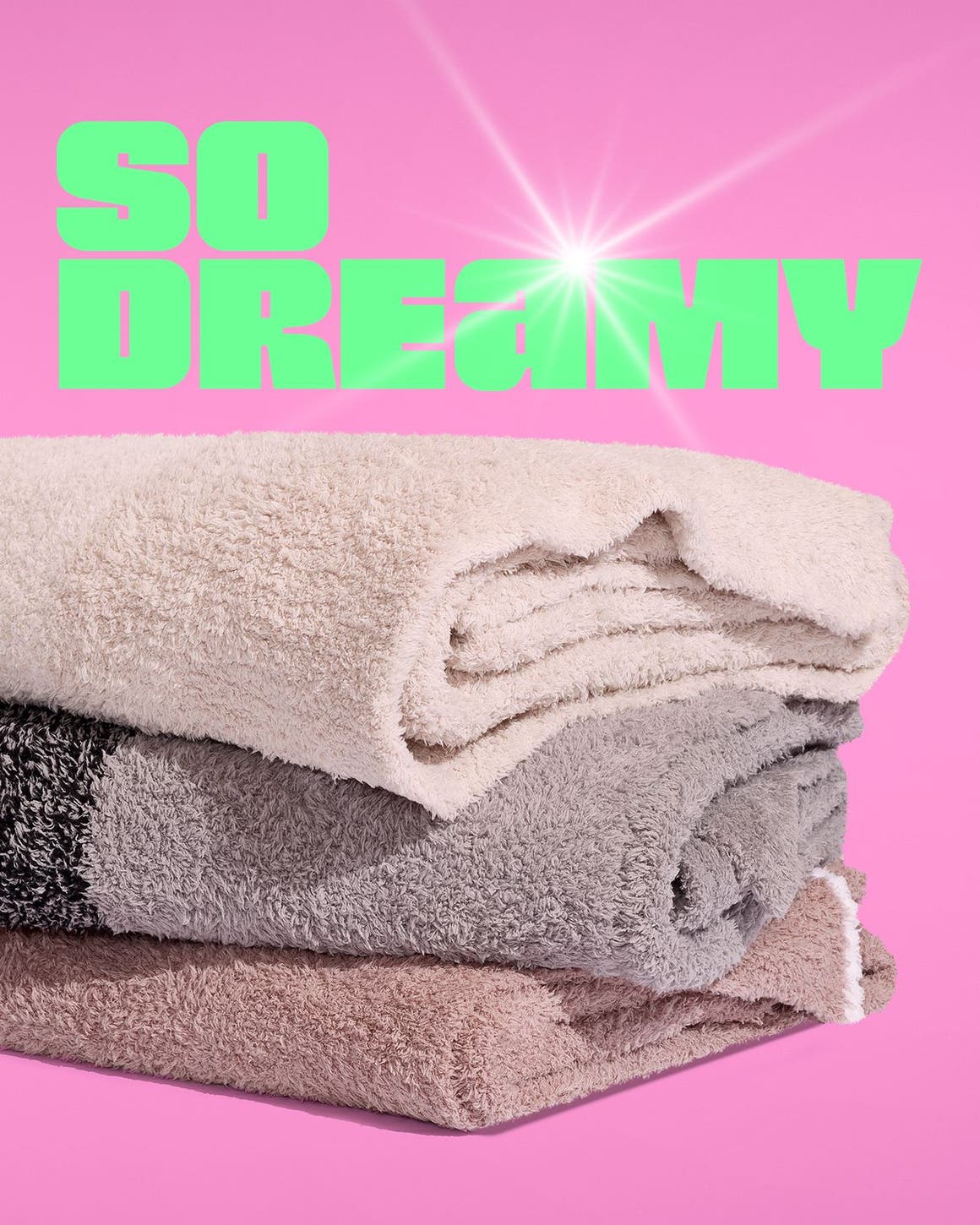 A variety of blankets.