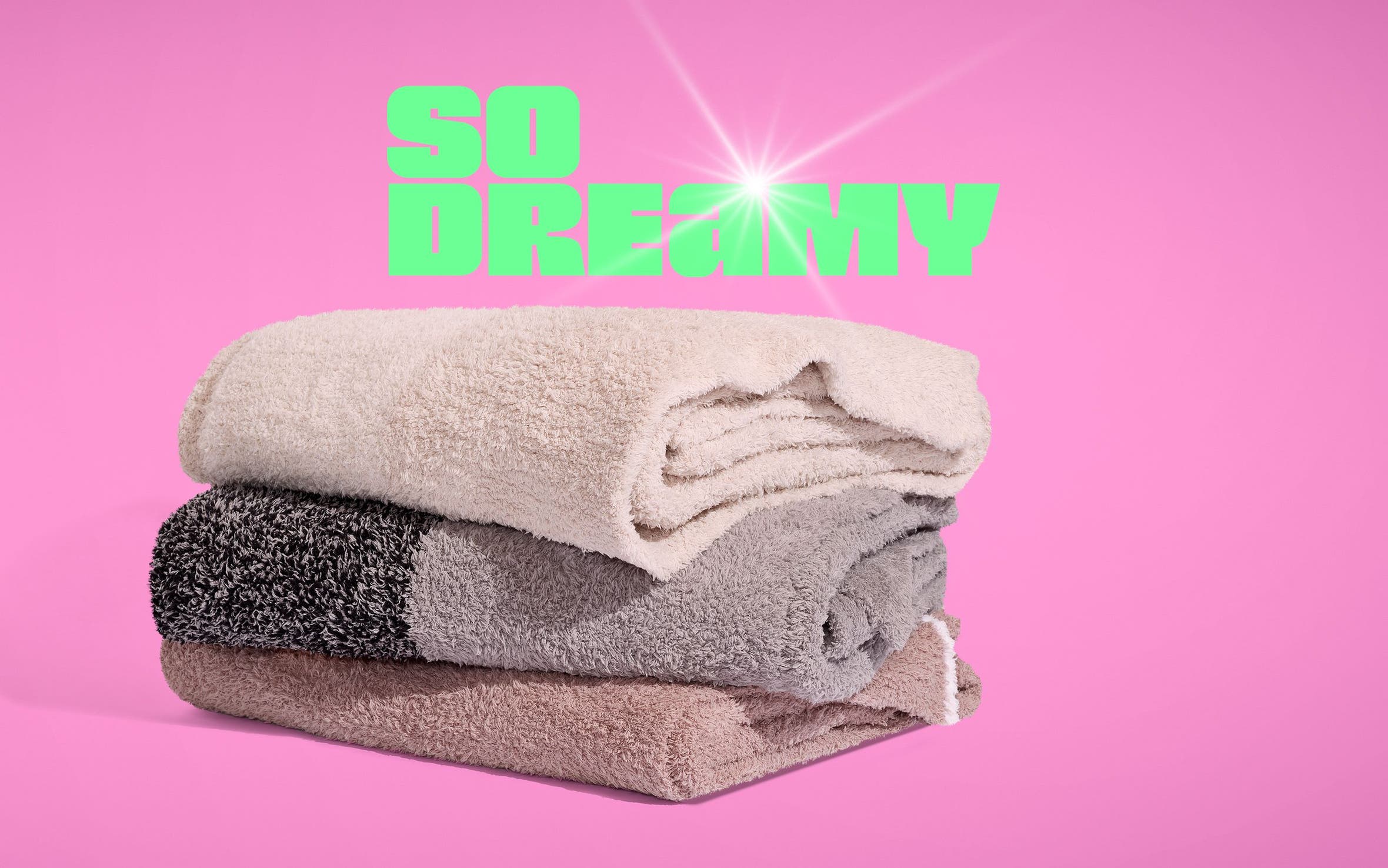 A variety of blankets.