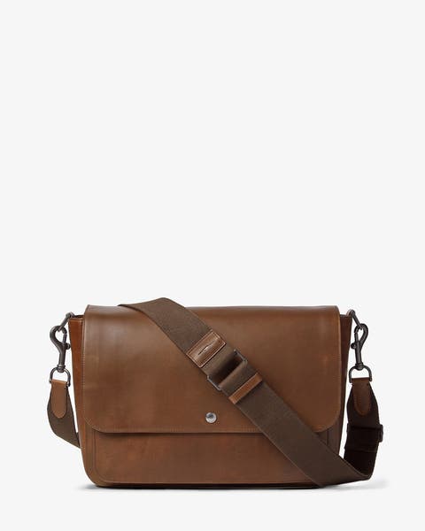 A brown messenger bag.