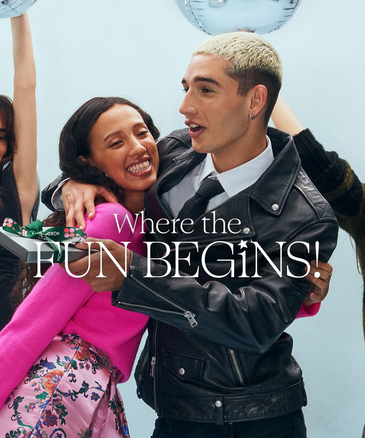 Beautifully dressed partygoers.