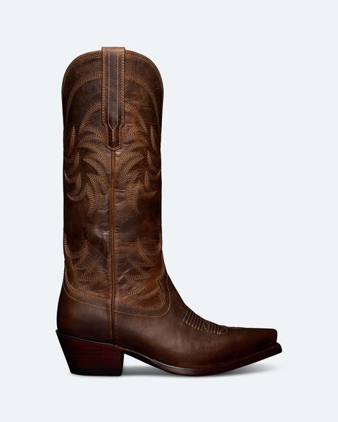 A brown Western boot.