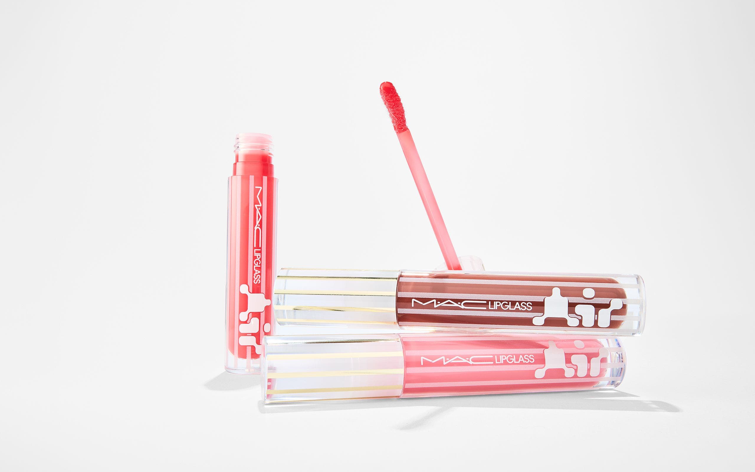 Tubes of MAC lip glass.