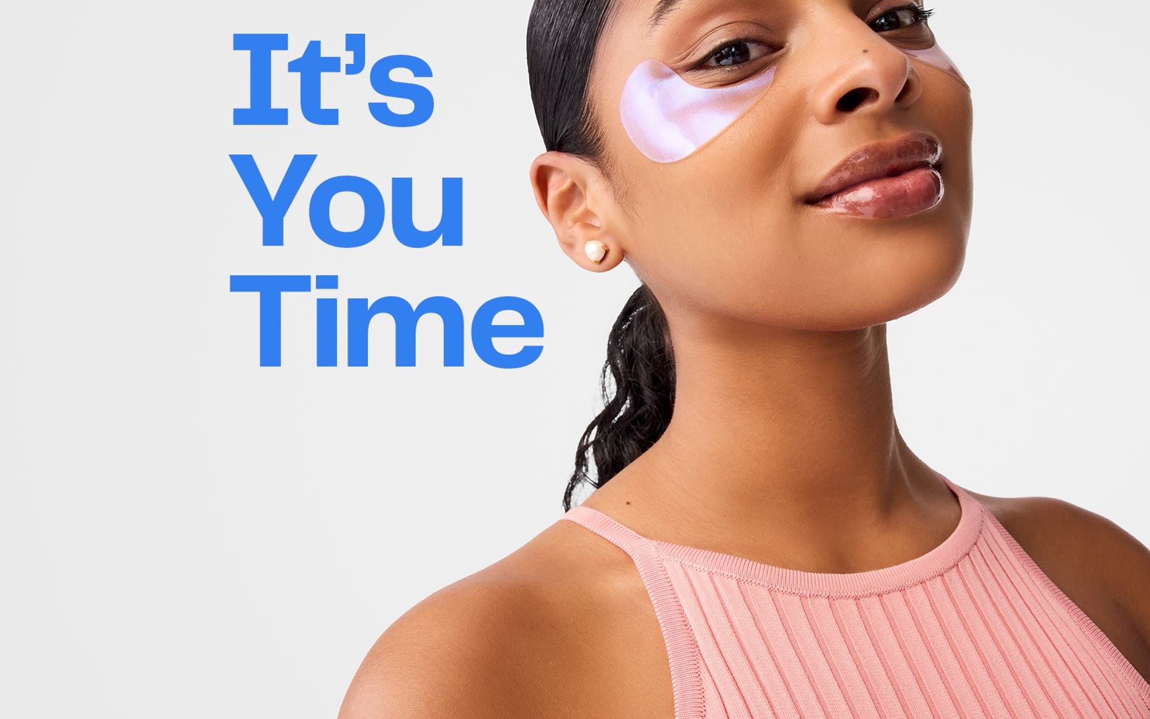 A woman wearing undereye masks.