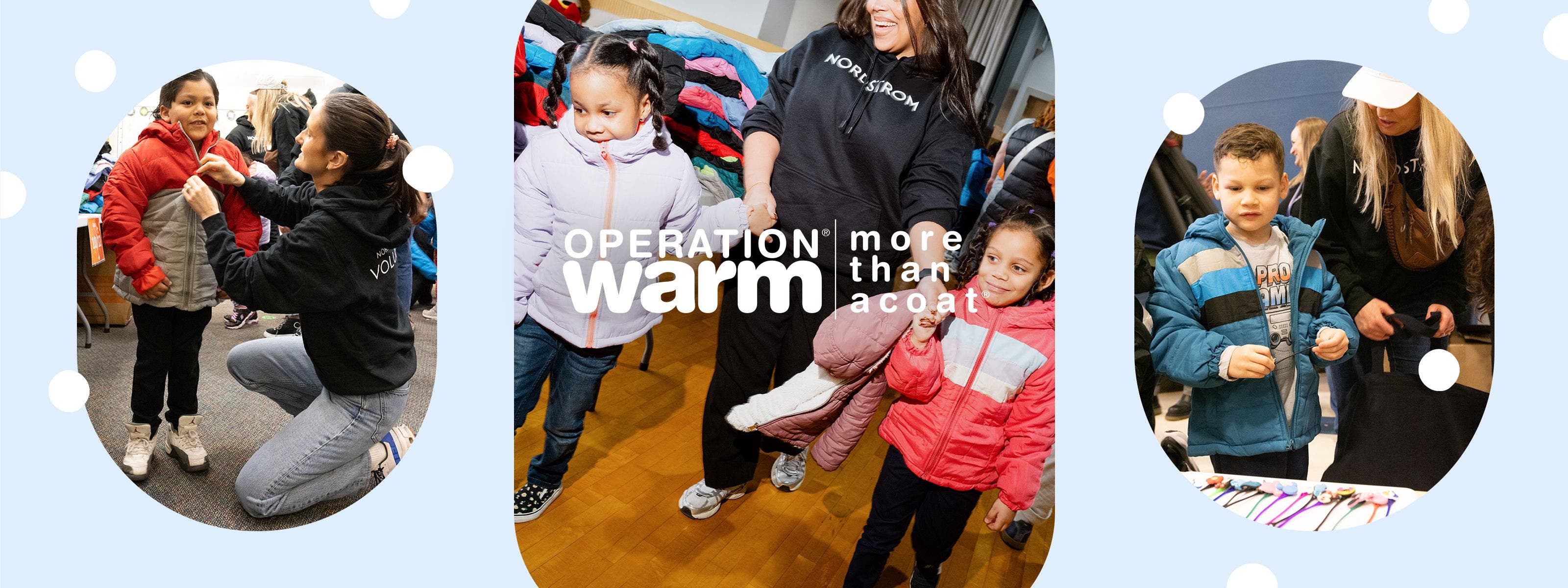 Kids wearing their new coats.