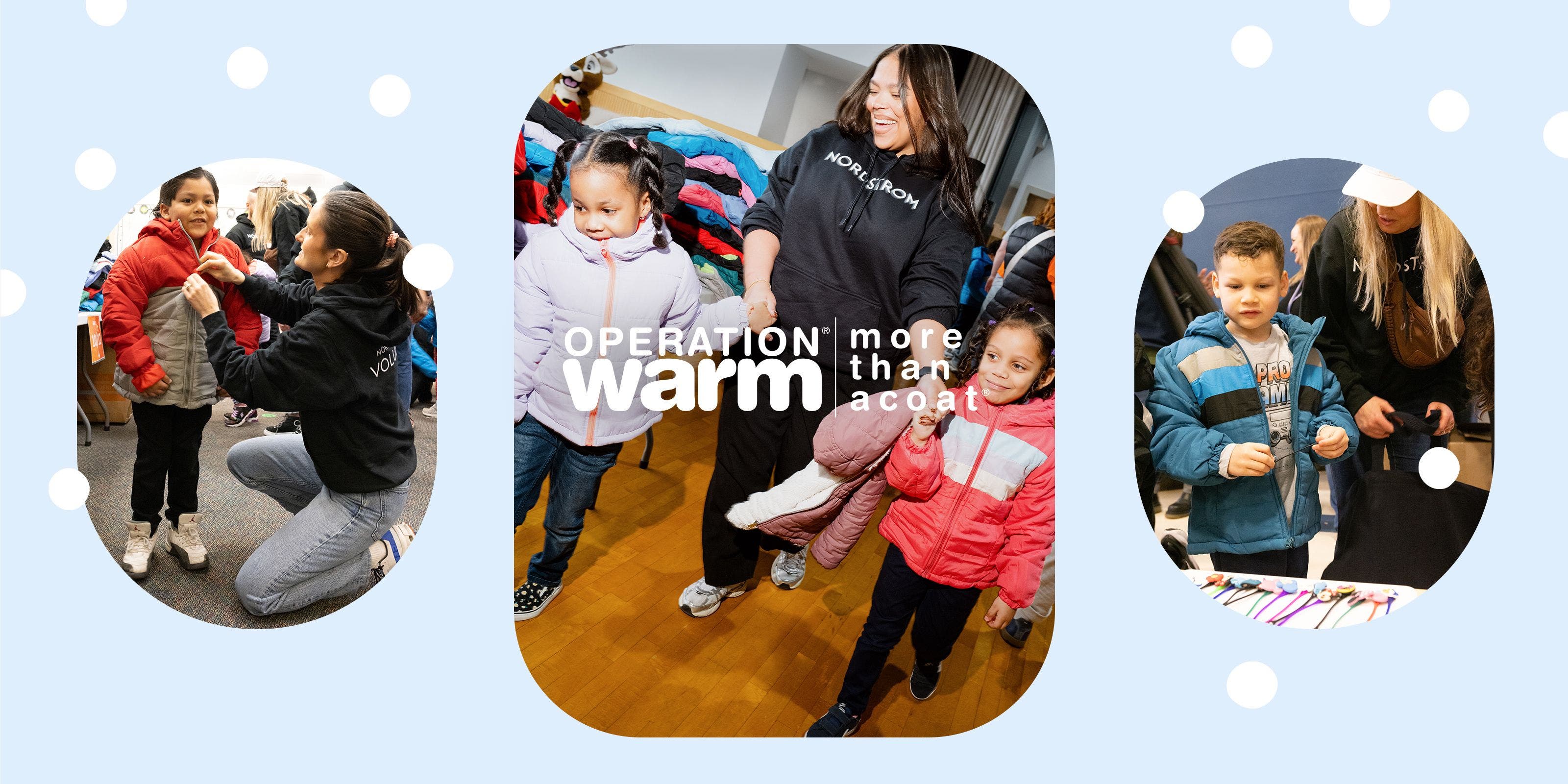 Kids wearing their new coats.