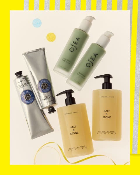 Body care products from OSEA, L'Occitane and SALT & STONE.