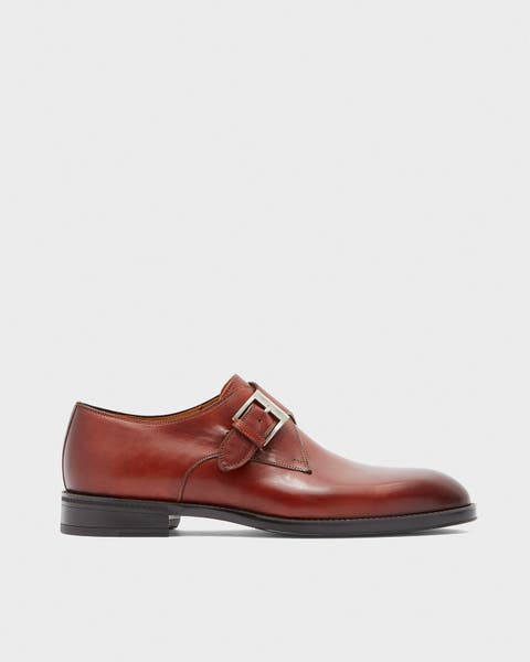 A men’s brown monk strap shoe.