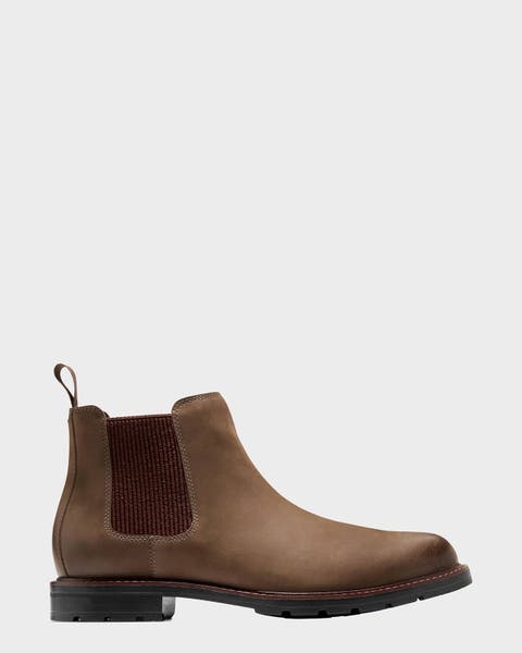 A men’s Chelsea boot. 