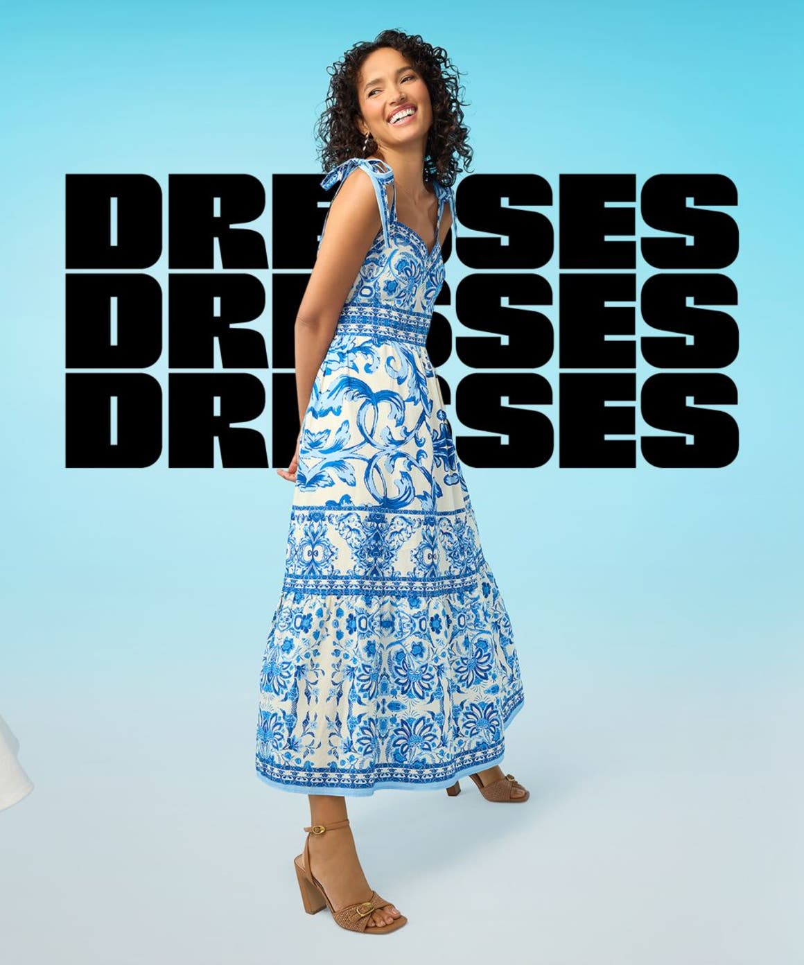 Models wearing spring dresses.