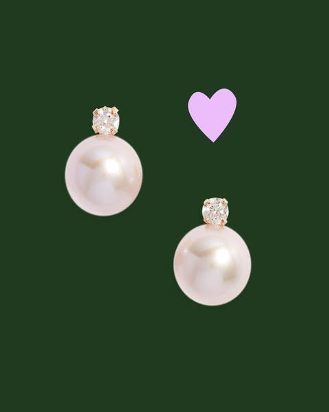 Pearl and diamond earrings.