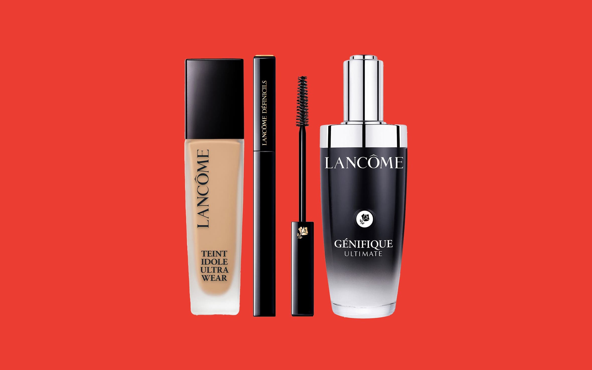 Foundation, mascara and serum.