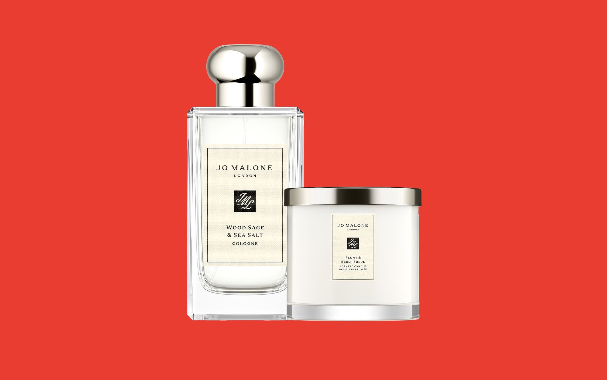 A bottle of cologne and a scented candle.