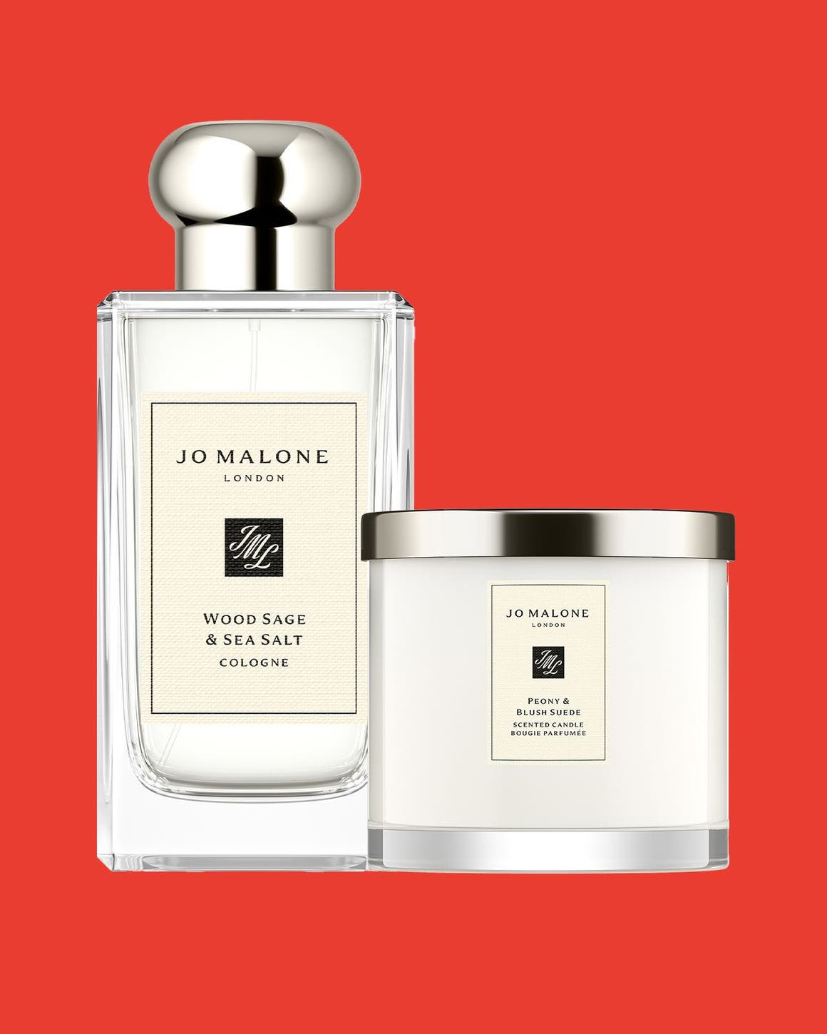 A bottle of cologne and a scented candle.