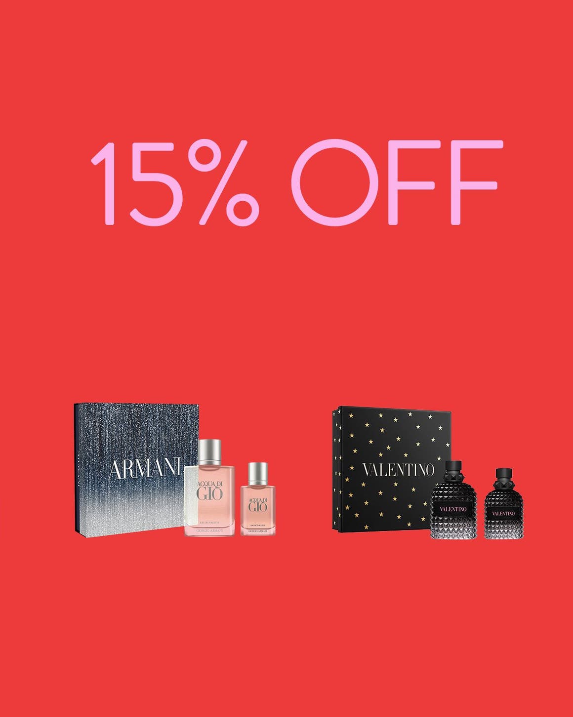 15% off fragrance and cologne gift sets. A selection of fragrance gift sets. 