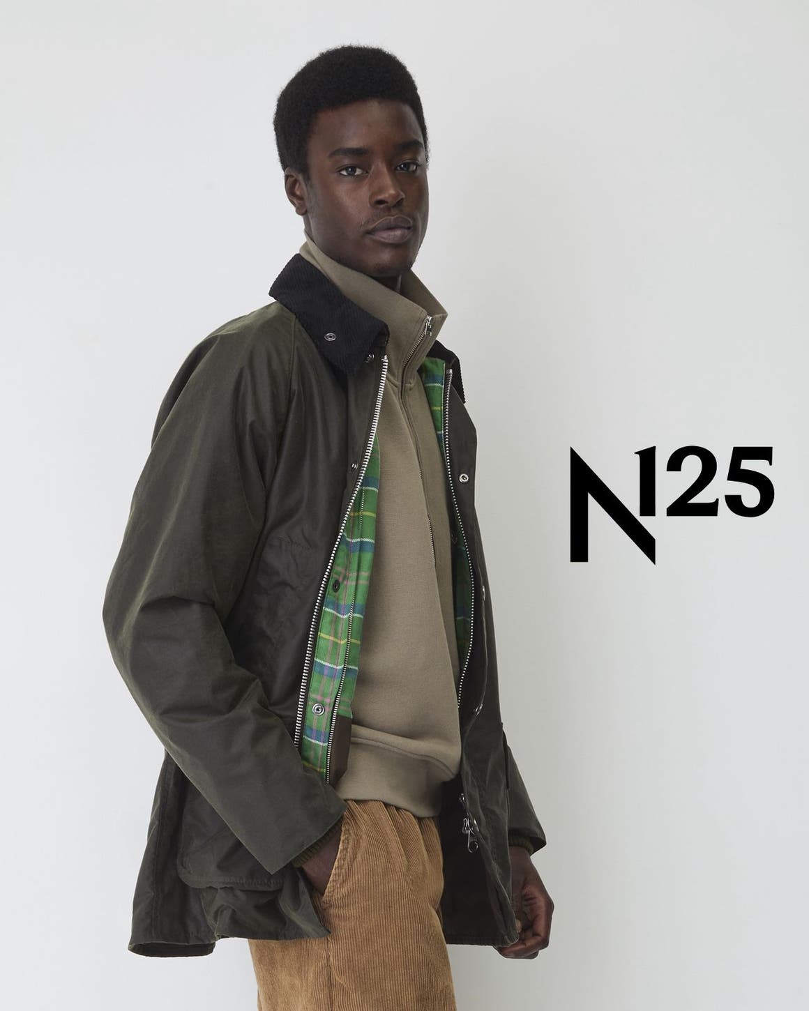 A man wearing Barbour jacket.