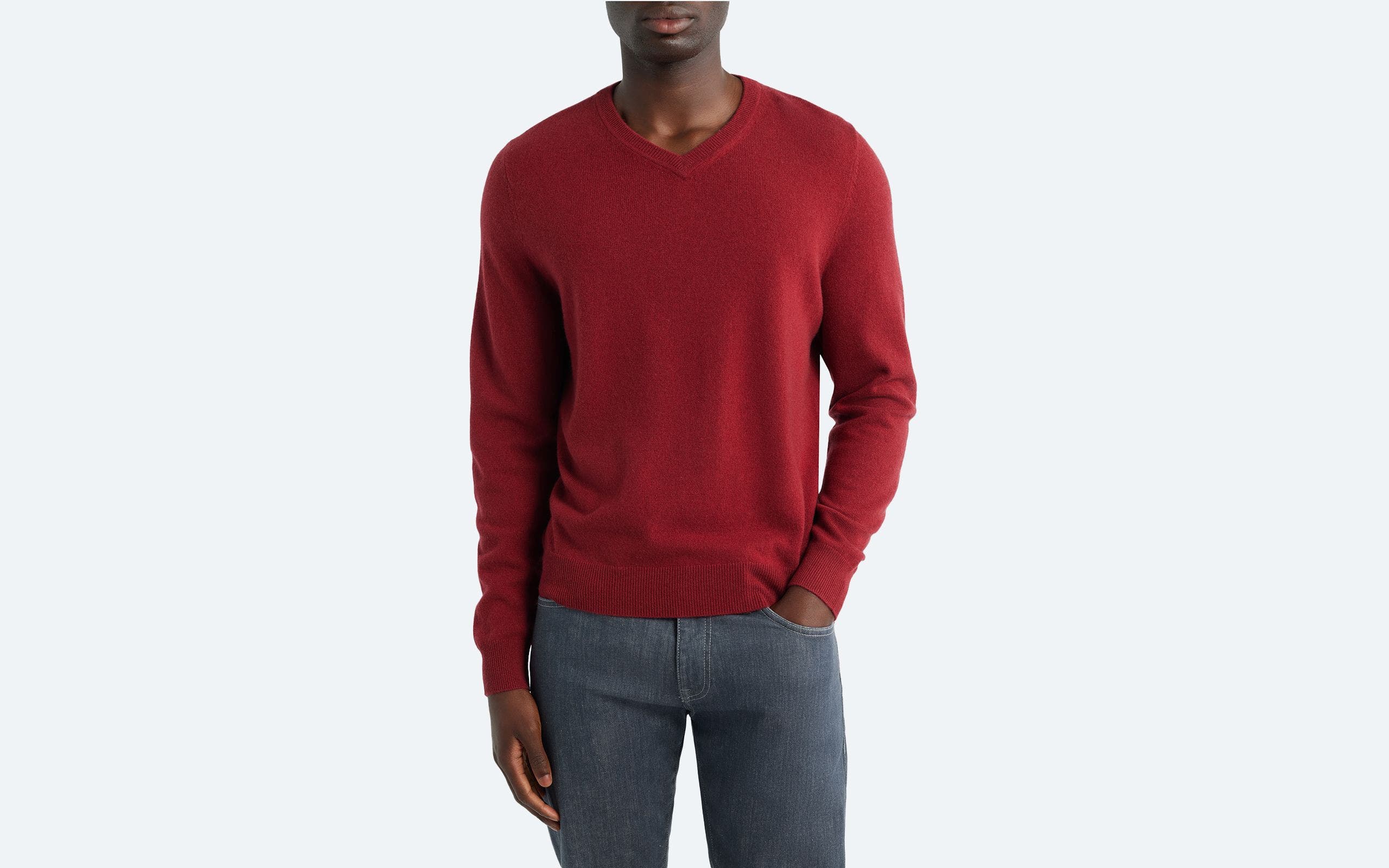 A man wearing a cashmere sweater.