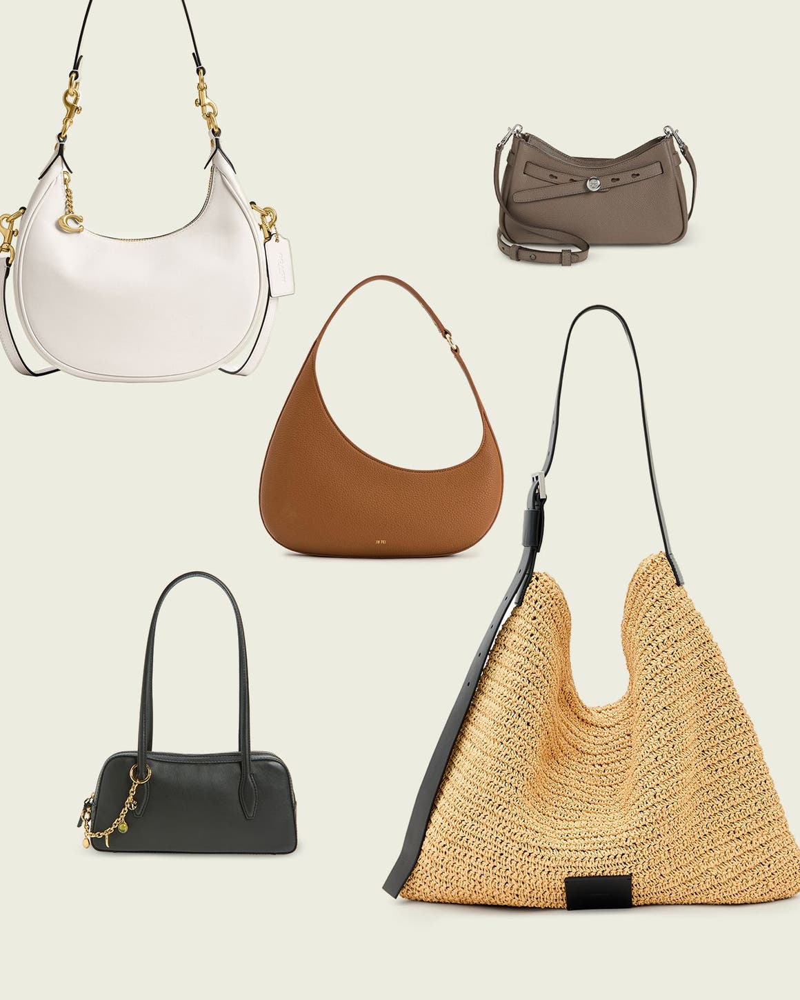 An assortment of handbags.