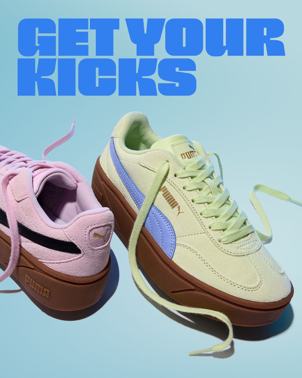 Two brightly colored PUMA sneakers.