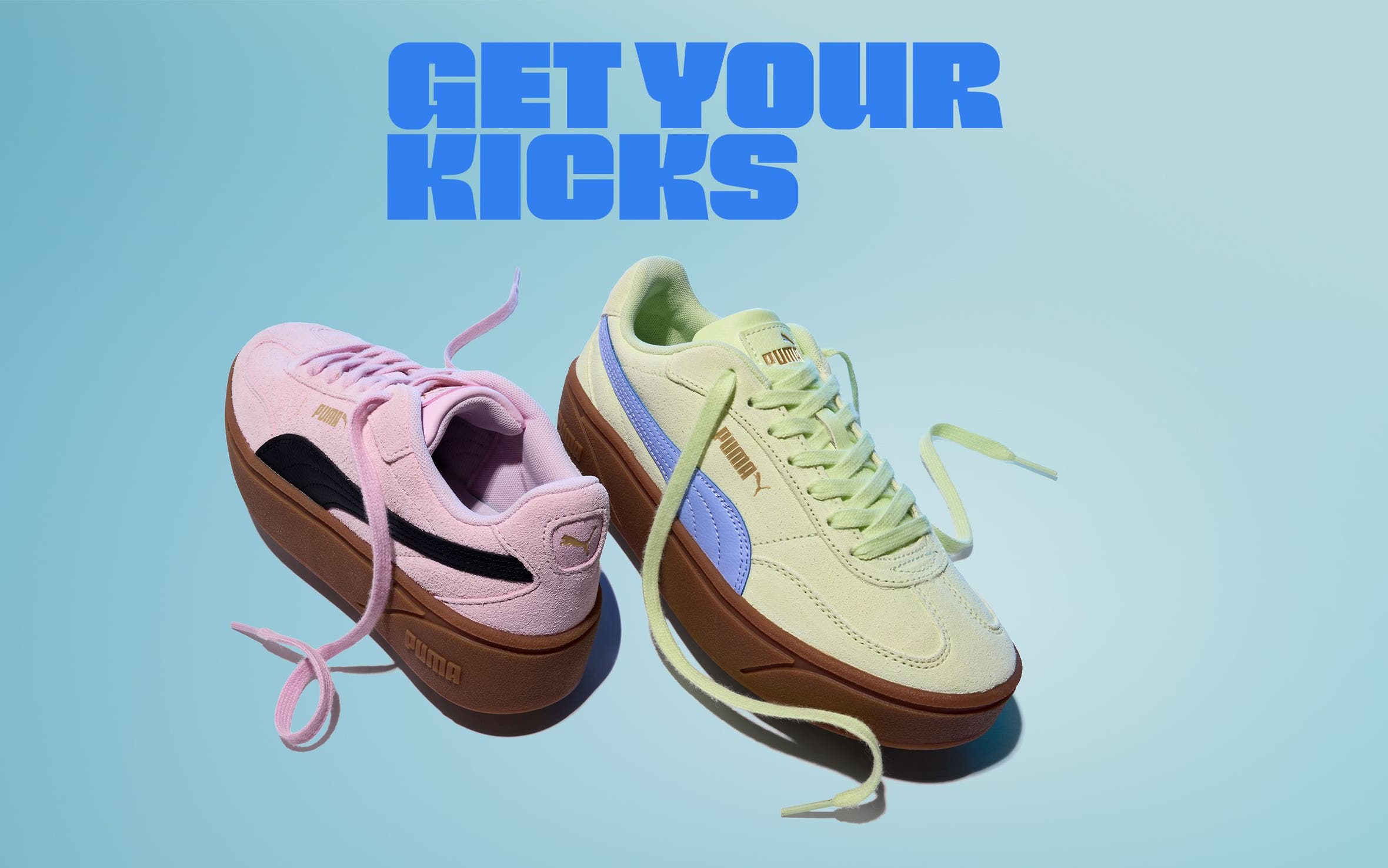 Two brightly colored PUMA sneakers.