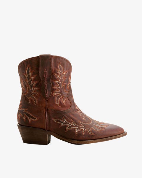A brown cowboy boot.