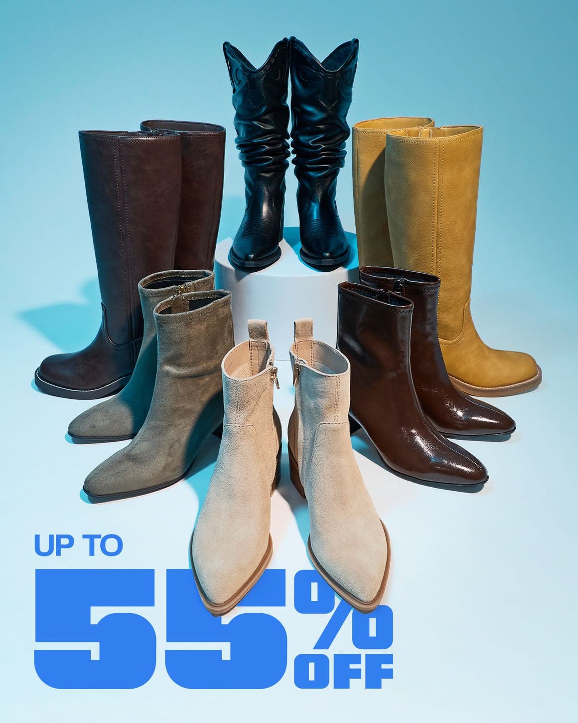 An assortment of boot styles.