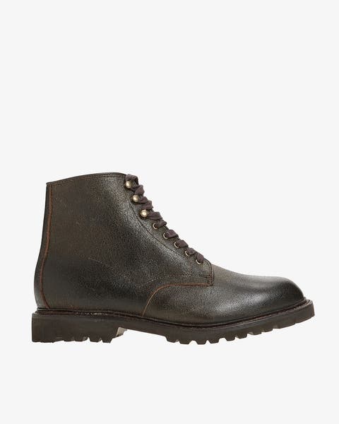 A men's lace-up boot.