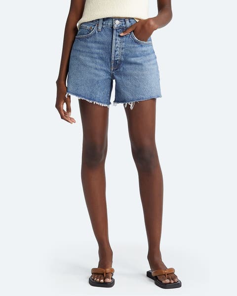 A pair of cutoff shorts.
