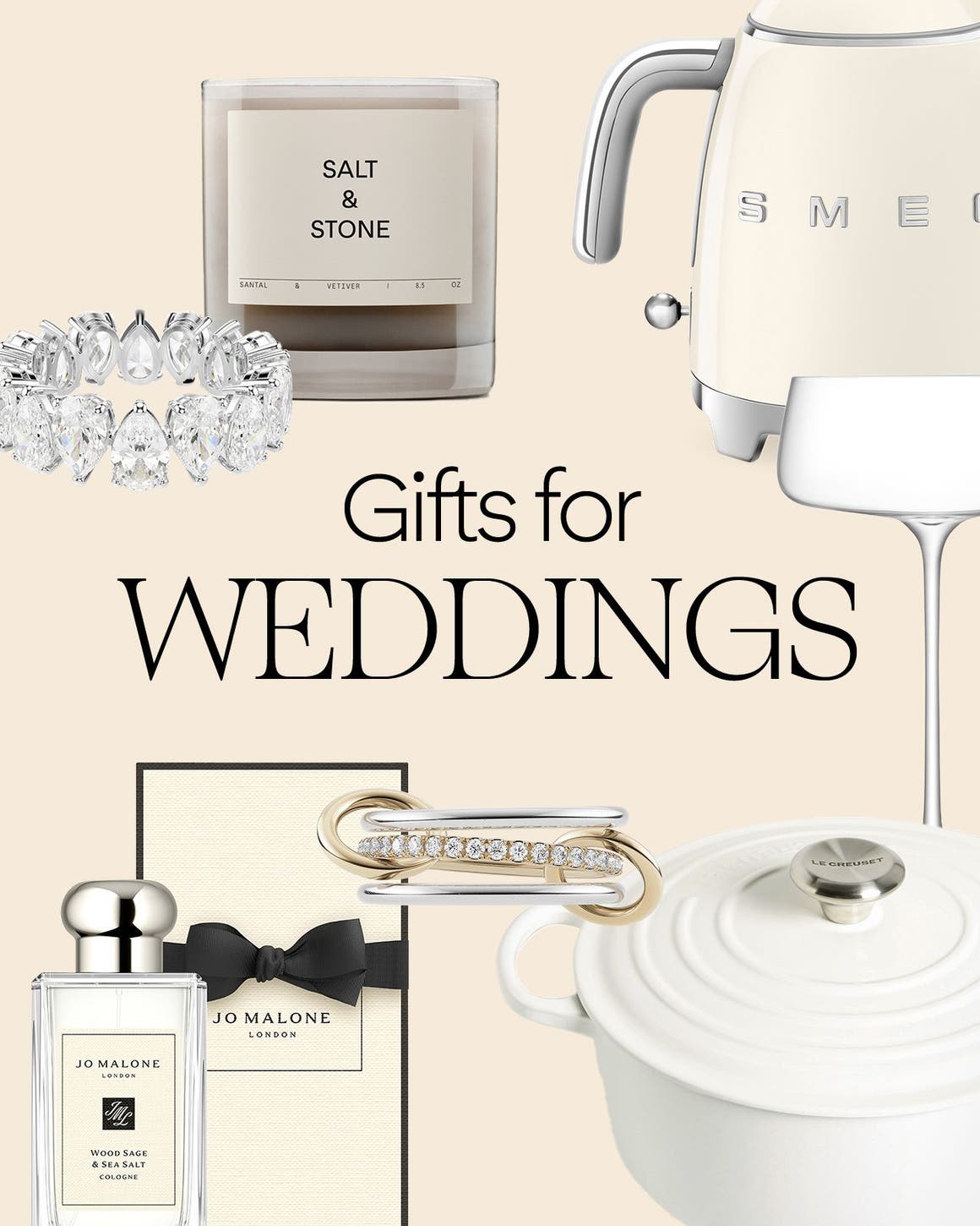A collage of wedding gifts. 