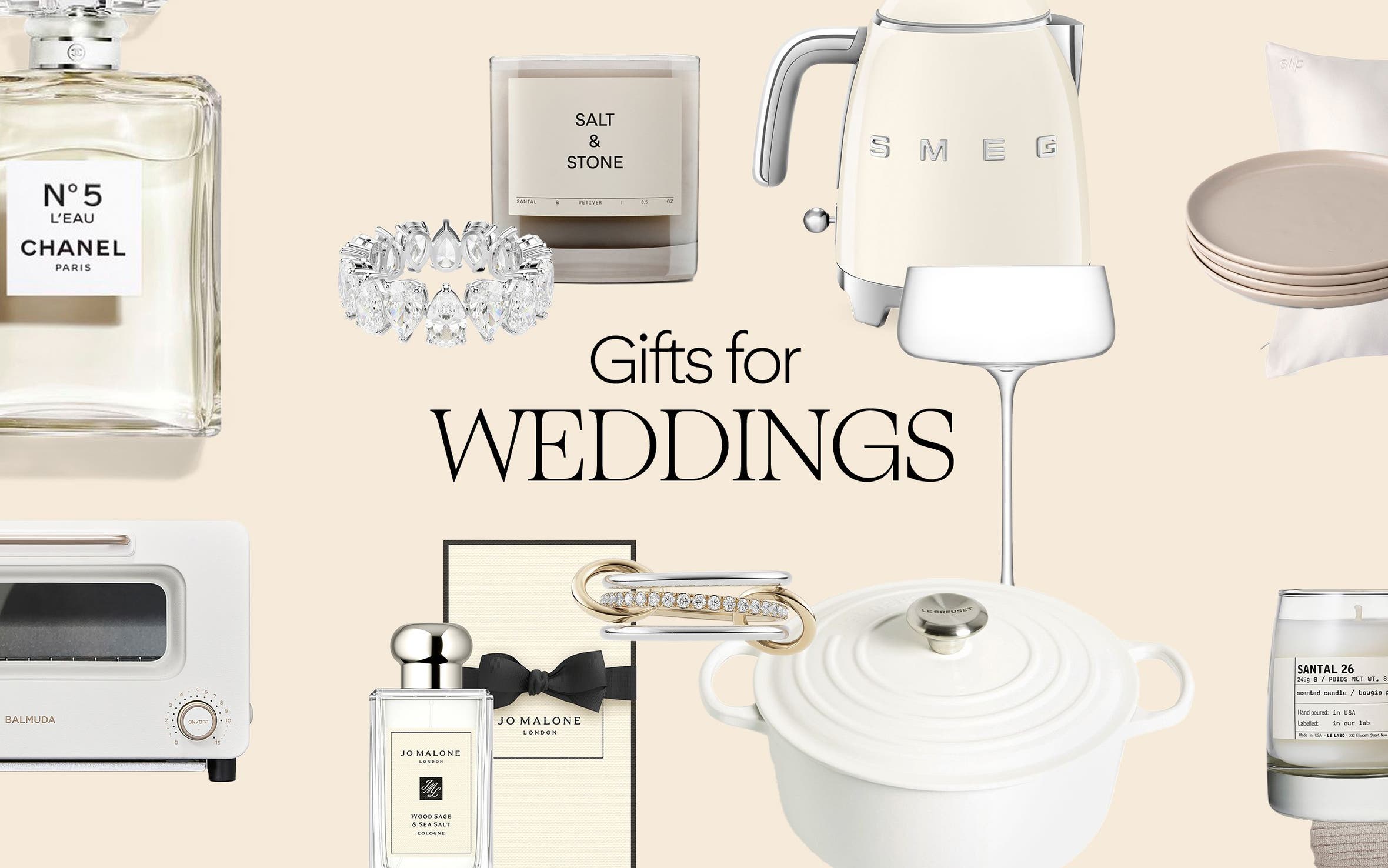 A collage of wedding gifts. 