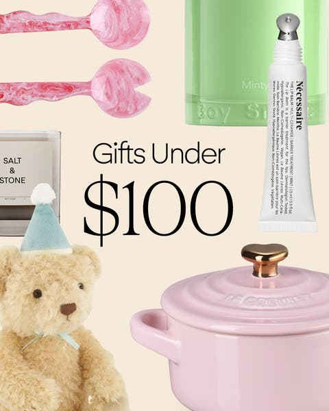 A collage of giftable items for under $100.