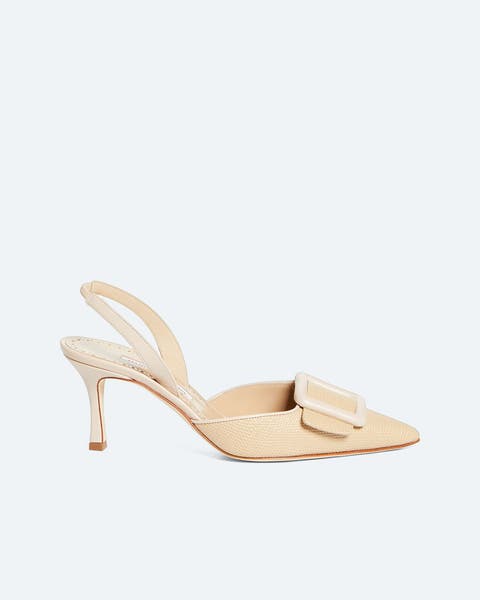 Slingback pumps.