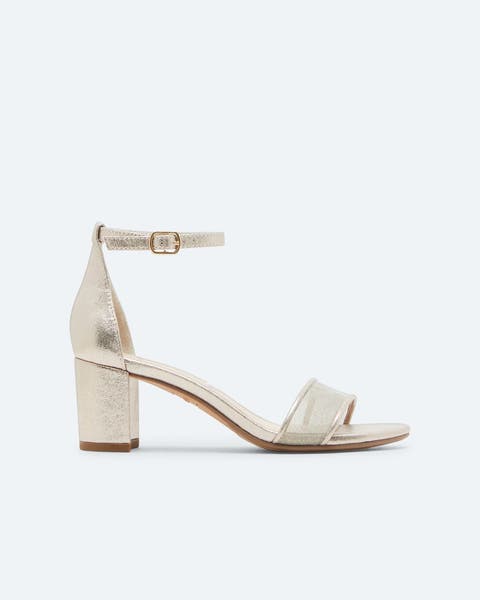 Ankle-strap dress sandal with heel.