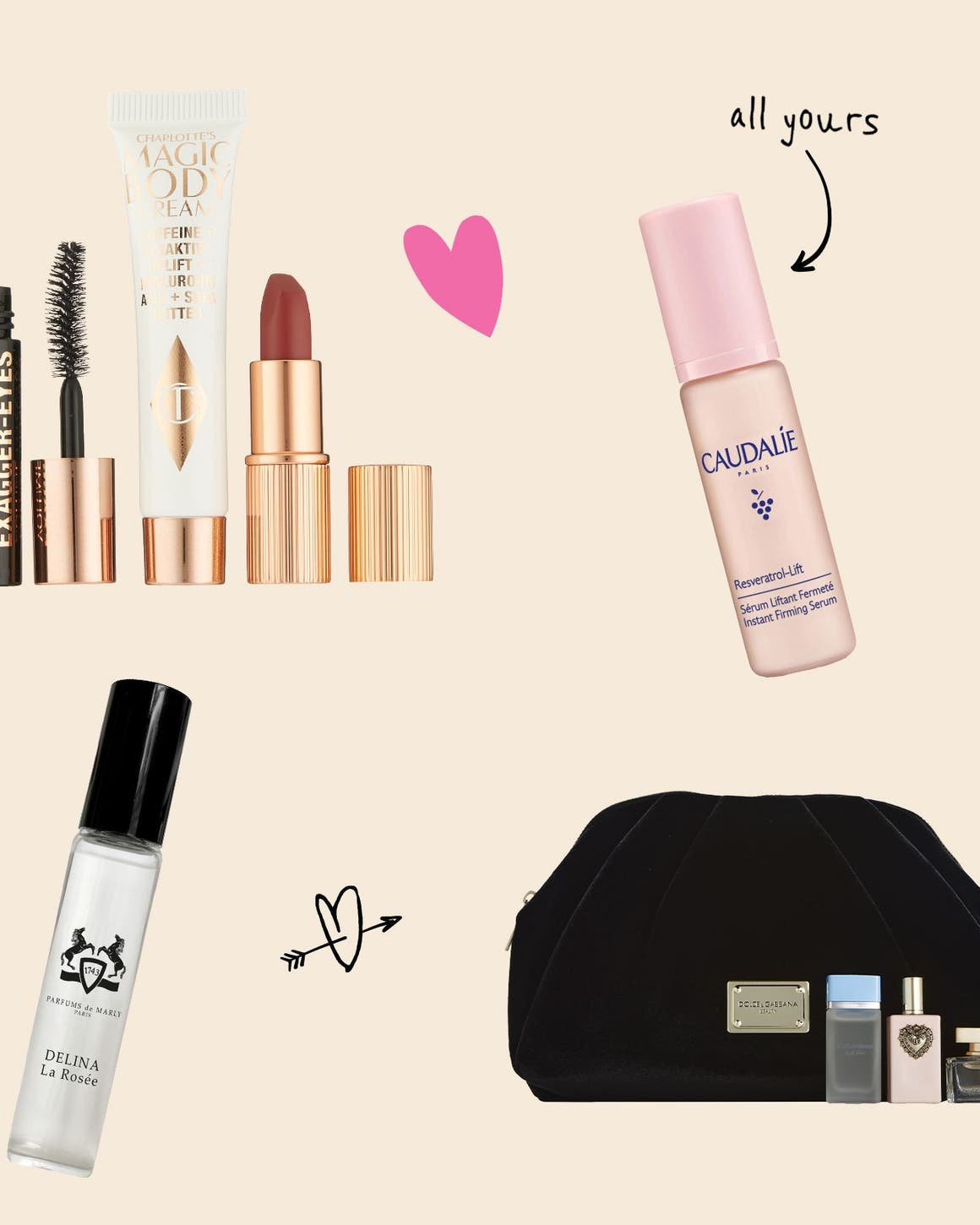A collage of beauty gifts with purchase.