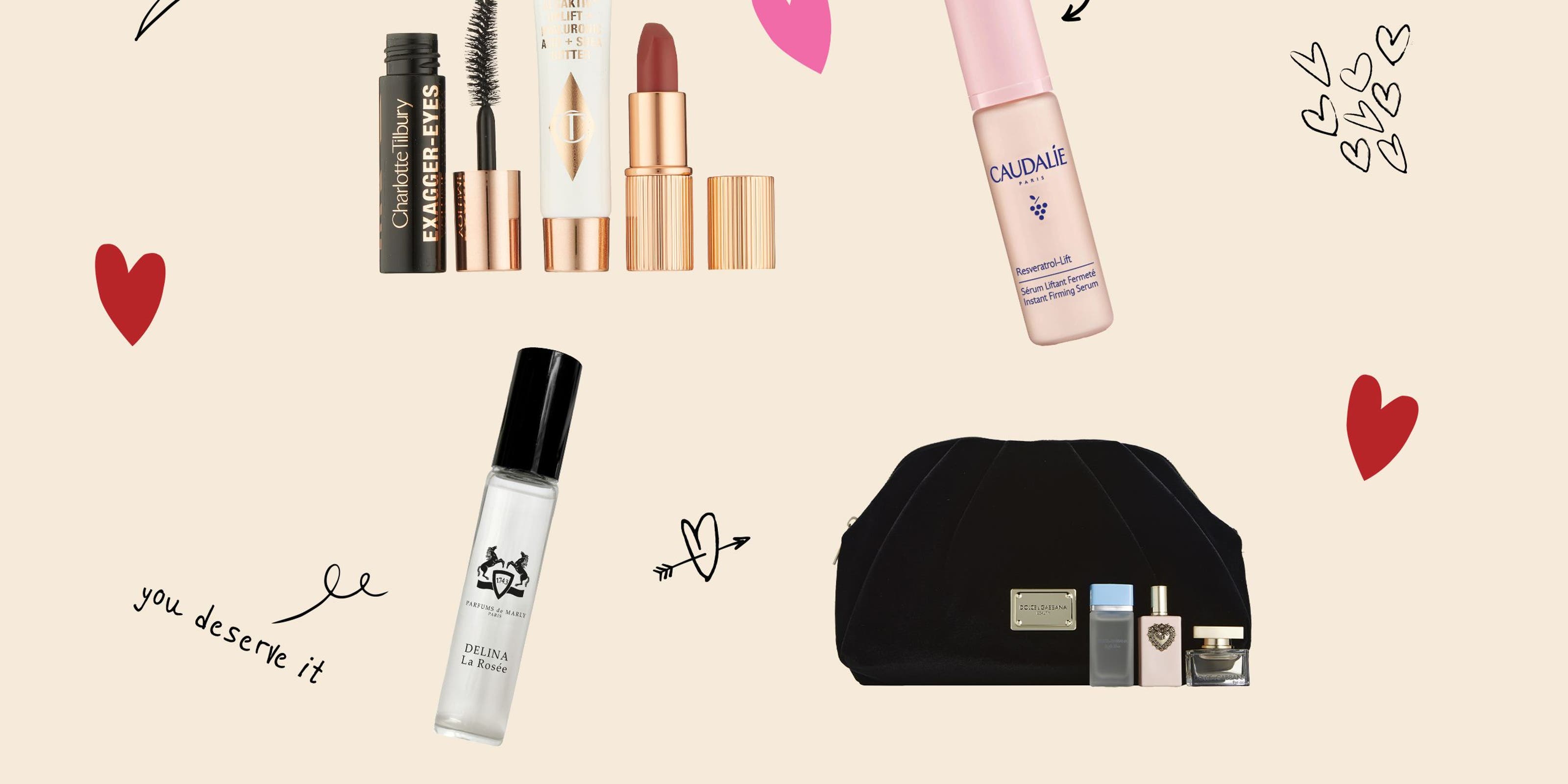 A collage of beauty gifts with purchase.