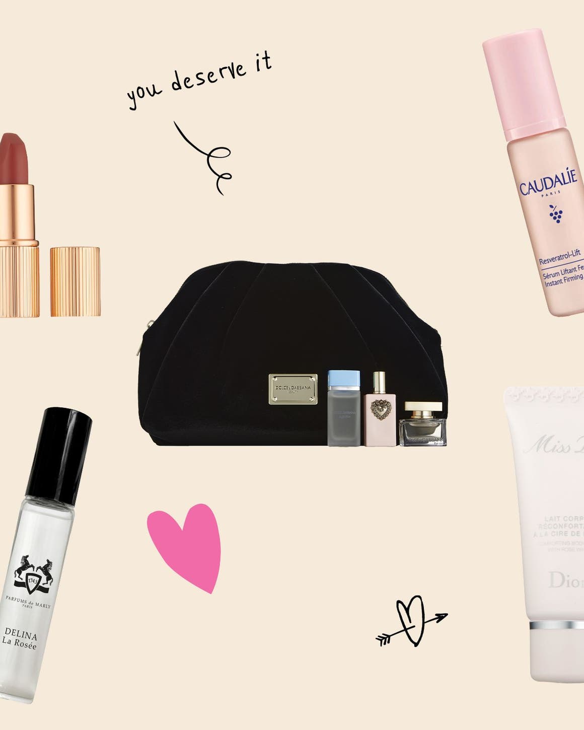 A collage of beauty gifts with purchase.