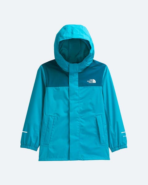 A blue raincoat from The North Face.