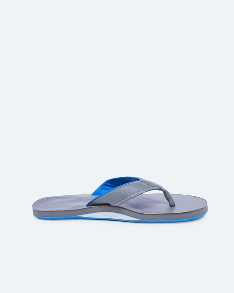 Men's grey and blue flip flop.