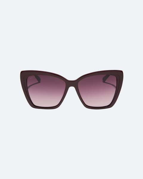 Black sunglasses with purple lenses.