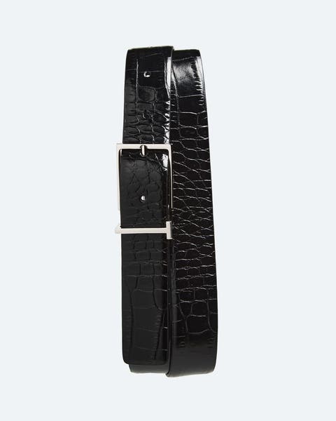 A black leather belt.