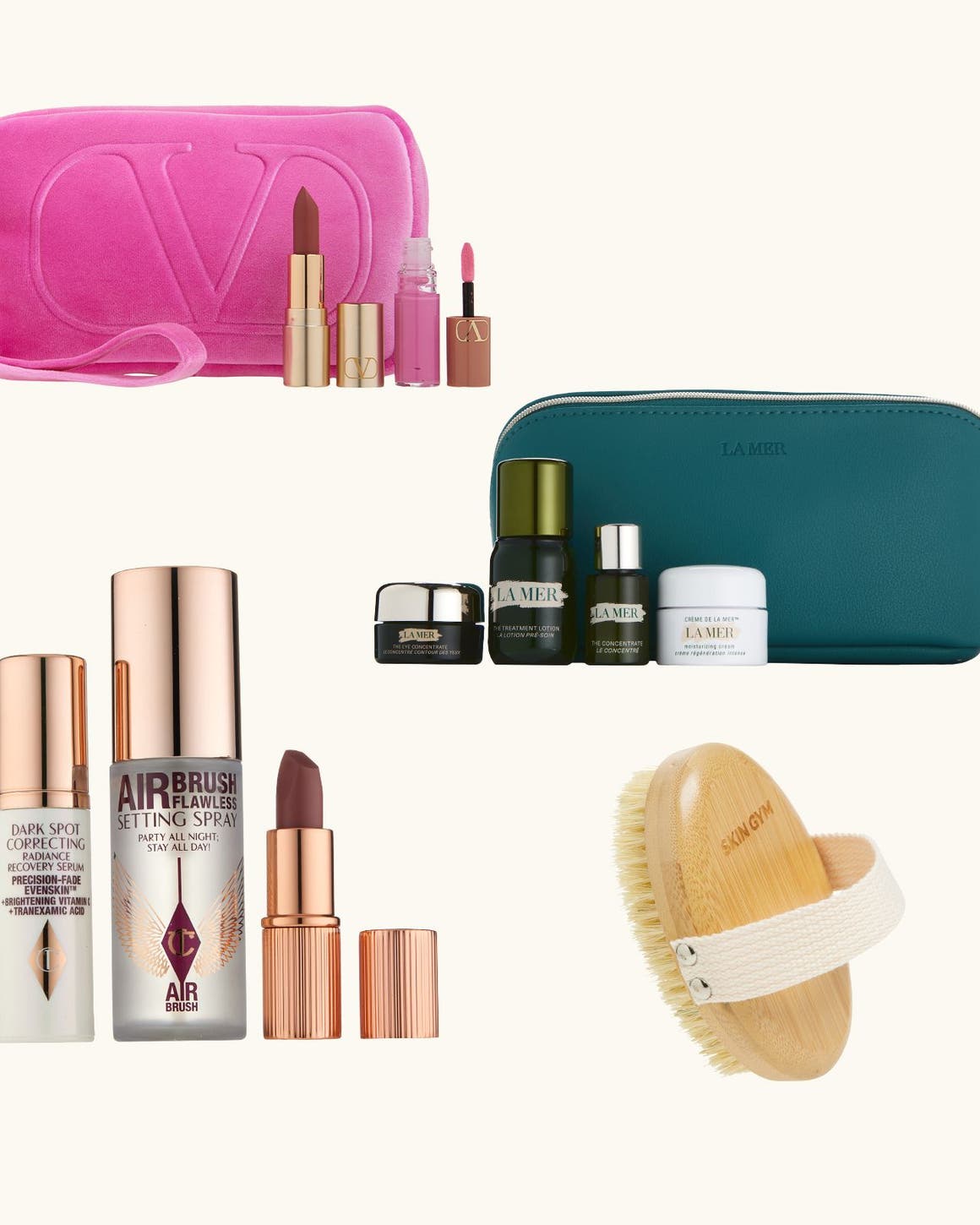 A collage of beauty gifts with purchase.