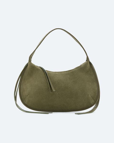 A suede handbag.