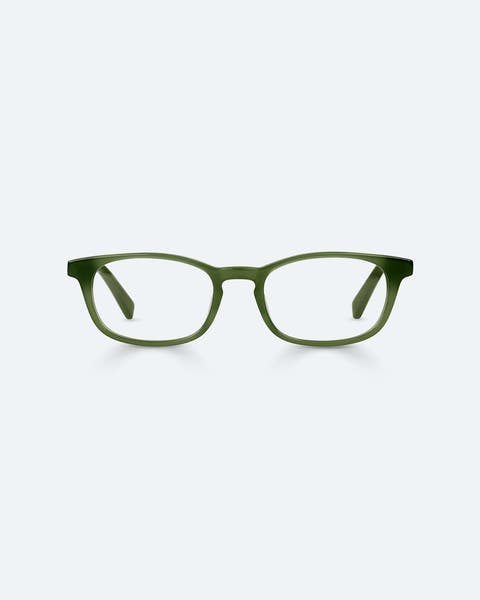 Glasses with green frames.