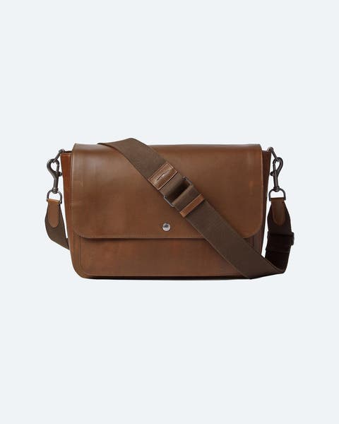 A brown messenger bag.