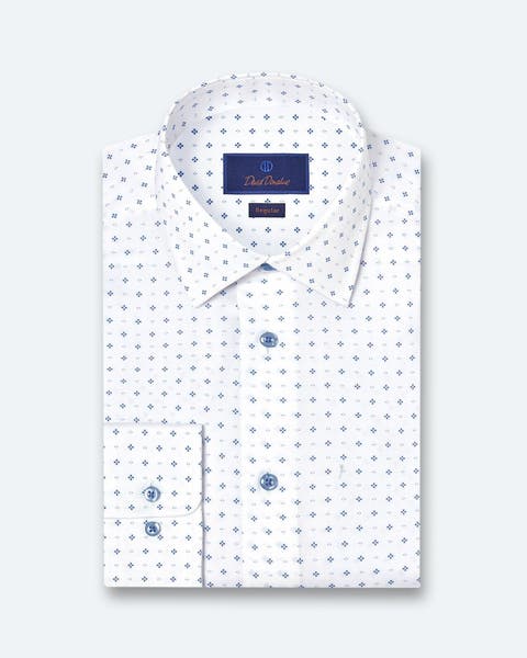 A polka-dot classic-fit dress shirt.