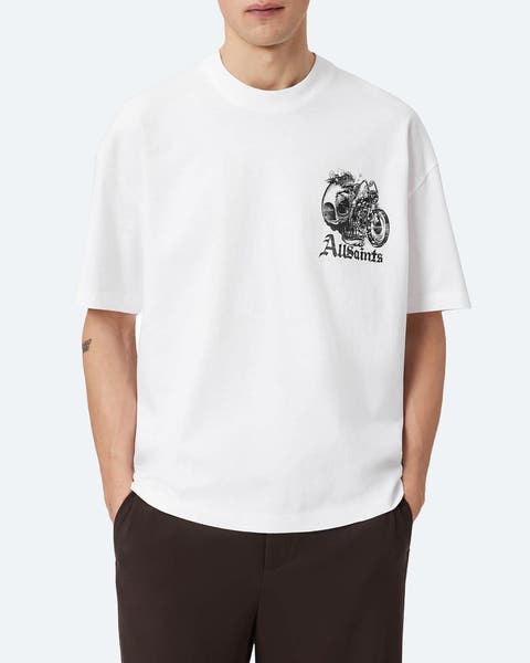 A man wearing a graphic T-shirt.