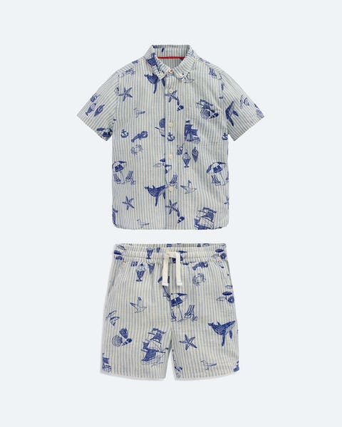 A matching beachy shorts set.