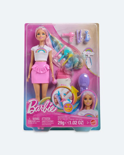 A Barbie doll with accessories.