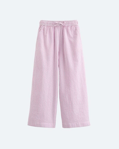 Pink drawstring pants.