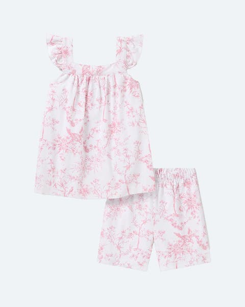 A two piece set of pajamas.